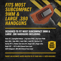 Load image into Gallery viewer, The Ultimate Suede IWB Holster - Medium Size | Fits Glock 42 | Sig P365 | Hellcat | Lifetime Warranty | Made in USA