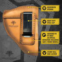 Load image into Gallery viewer, The Defender Leather IWB Holster - Fits Snub Nose Style Revolver - Lifetime Warranty - Made in USA