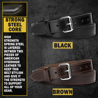 Load image into Gallery viewer, The Ultimate Steel Core Leather Gun Belt | Made in USA | 1 1/4" Steel Reinforced Heavy Duty Concealed Carry Belt | Full Grain Leather CCW Gun Belt For Men | 1.25 inch Gun Belts for Men