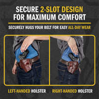 Load image into Gallery viewer, Ultimate Leather Holster 2 Slot OWB | Made in USA | Lifetime Warranty | For GLOCK 17 19 22 26 32 33 / S&W M&P Shield / Springfield XD & XDS / Plus All Similar Sized Handguns