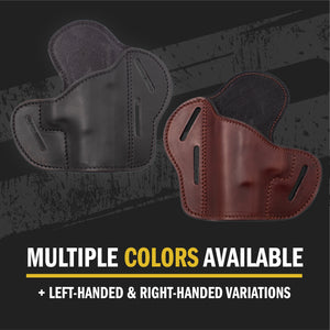 The Ultimate Leather Gun Holster | 3 Slot Pancake Style Belt Holster | Handmade in the USA! | Fits S&W Shield/Glock/XD - Lifetime Warranty