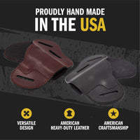 Load image into Gallery viewer, The Ultimate Leather Gun Holster | 3 Slot Pancake Style Belt Holster | Handmade in the USA! | Fits S&W Shield/Glock/XD - Lifetime Warranty