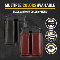 Load image into Gallery viewer, Leather 2 Magazine Holder | Made In USA | Lifetime Warranty | Fits virtually any 9mm, .40, .45 or .380 Pistol Mag | Single or Double Stack | IWB or OWB