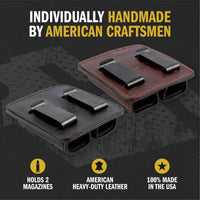 Load image into Gallery viewer, Leather 2 Magazine Holder | Made In USA | Lifetime Warranty | Fits virtually any 9mm, .40, .45 or .380 Pistol Mag | Single or Double Stack | IWB or OWB