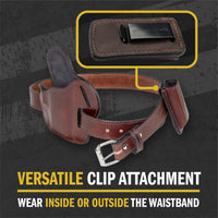 Load image into Gallery viewer, Leather Magazine Holder | Made In USA | Lifetime Warranty | Fits virtually any 9mm, .40, .45 or .380 Pistol Mag | Single or Double Stack | IWB or OWB