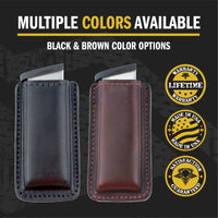 Load image into Gallery viewer, Leather Magazine Holder | Made In USA | Lifetime Warranty | Fits virtually any 9mm, .40, .45 or .380 Pistol Mag | Single or Double Stack | IWB or OWB