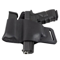 Load image into Gallery viewer, Comfort Carry Leather Holster & Mag Pouch Combo | Made In USA | Lifetime Warranty Holsters Black / Left Handed