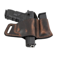 Load image into Gallery viewer, Comfort Carry Leather Holster & Mag Pouch Combo | Made In USA | Lifetime Warranty Holsters Brown / Right Handed