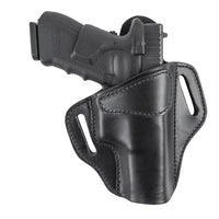 Load image into Gallery viewer, Relentless Tactical Holsters Relentless Tactical Ultimate Leather Holster 2 Slot OWB | Made in USA | Lifetime Warranty | For GLOCK 17 19 22 26 32 33 / S&W M&P Shield / Springfield XD & XDS / Plus All Similar Sized Handguns Right Handed / Black