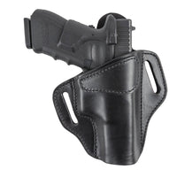 Load image into Gallery viewer, Relentless Tactical Holsters Relentless Tactical Ultimate Leather Holster 2 Slot OWB | Made in USA | Lifetime Warranty | For GLOCK 17 19 22 26 32 33 / S&amp;W M&amp;P Shield / Springfield XD &amp; XDS / Plus All Similar Sized Handguns Right Handed / Black

