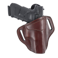 Load image into Gallery viewer, Relentless Tactical Ultimate Leather Holster 2 Slot OWB | Made in USA | Lifetime Warranty | For GLOCK 17 19 22 26 32 33 / S&W M&P Shield / Springfield XD & XDS / Plus All Similar Sized Handguns Holsters Right Handed / Brown