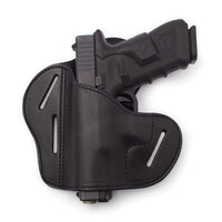 Load image into Gallery viewer, The Ultimate Leather Gun Holster | 3 Slot Pancake Style Belt Holster | Handmade in the USA! | Fits S&amp;W Shield/Glock/XD - Lifetime Warranty
