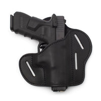 Load image into Gallery viewer, The Ultimate Leather Gun Holster | 3 Slot Pancake Style Belt Holster | Handmade in the USA! | Fits S&W Shield/Glock/XD - Lifetime Warranty