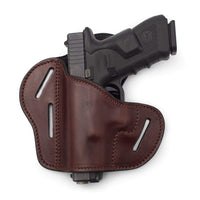 Load image into Gallery viewer, Clearance!!! The Ultimate Leather Gun Holster | 3 Slot Pancake Style Belt Holster | Handmade in the USA! | Fits S&W Shield/Glock/XD