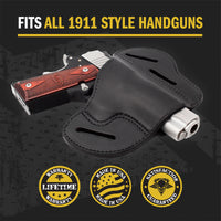 Load image into Gallery viewer, The Ultimate Leather Gun Holster | 3 Slot Pancake Style Belt Holster | Handmade in the USA! | Fits all 1911 Style Handguns