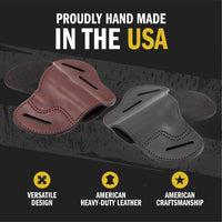 Load image into Gallery viewer, The Ultimate Leather Gun Holster | 3 Slot Pancake Style Belt Holster | Handmade in the USA! | Fits all 1911 Style Handguns
