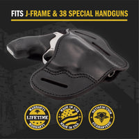 Load image into Gallery viewer, The Ultimate Leather Gun Holster | 3 Slot Pancake Style Belt Holster | Handmade in the USA! | J-Frame & 38 special - Lifetime Warranty