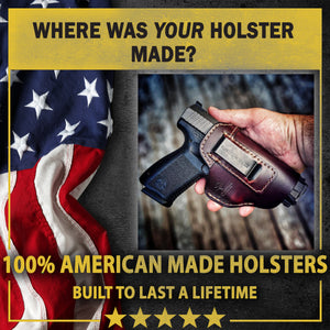 The Defender Leather IWB Holster | Fits Glock 42 | P365 | Hellcat | Lifetime Warranty | Made in USA