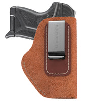 Load image into Gallery viewer, The Ultimate Suede Leather IWB Holster - Small Size | Fits Ruger LCP, LCP2, Sig P238, P290, S&amp;W Bodyguard .380 and Most .380&#39;s  - Lifetime Warranty - Made in USA
