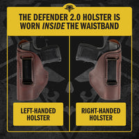 Load image into Gallery viewer, The Defender Leather IWB Holster | Fits Glock 42 | P365 | Hellcat | Lifetime Warranty | Made in USA
