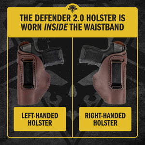 The Defender Leather IWB Holster | Fits Glock 42 | P365 | Hellcat | Lifetime Warranty | Made in USA