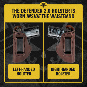 The Defender Leather IWB Holster - Fits Ruger LCP, LCP2, Sig P238, P290, S&W Bodyguard .380 and Most .380's - Lifetime Warranty - Made in USA