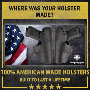 The Defender Leather IWB Holster - Fits Ruger LCP, LCP2, Sig P238, P290, S&W Bodyguard .380 and Most .380's - Lifetime Warranty - Made in USA