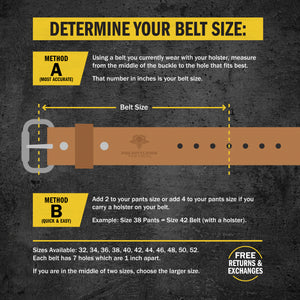 The Ultimate Steel Core Leather Gun Belt | Made in USA | 1 1/4" Steel Reinforced Heavy Duty Concealed Carry Belt | Full Grain Leather CCW Gun Belt For Men | 1.25 inch Gun Belts for Men