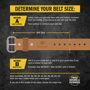 The Guardian Gun Belt - Made in USA - Lifetime Warranty - 14 oz Leather