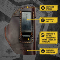 Load image into Gallery viewer, Clearance!!! The Defender Leather IWB Holster | Fits Glock 42 | P365 | Hellcat | Made in USA
