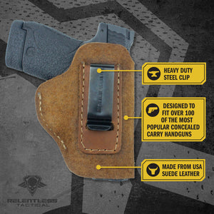 Clearance!!! The Ultimate Suede Leather IWB Holster - S&W Shield/Glock/XD - Made in USA