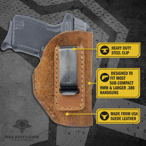 Clearance!!! The Ultimate Suede IWB Holster | Fits Glock 42 | Sig P365 | Hellcat | Made in USA