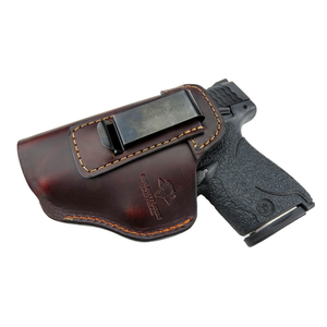 The Defender Leather IWB Holster - S&W Shield/Glock/XD Handguns - Lifetime Warranty - Made in USA