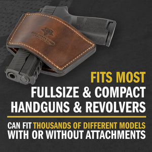 Clearance!!! Dual Threat IWB / OWB Universal Belt Slide Holster | Made in USA | Ambidextrous Leather Holster