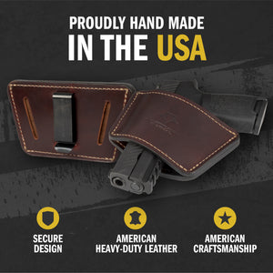 Clearance!!! Dual Threat IWB / OWB Universal Belt Slide Holster | Made in USA | Ambidextrous Leather Holster