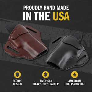 Clearance!!!  Relentless Tactical Ultimate Leather Holster 2 Slot OWB | Made in USA | For GLOCK 17 19 22 26 32 33 / S&W M&P Shield / Springfield XD & XDS / Plus All Similar Sized Handguns