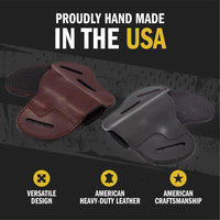 Load image into Gallery viewer, Clearance!!! The Ultimate Leather Gun Holster | 3 Slot Pancake Style Belt Holster | Handmade in the USA! | Fits S&amp;W Shield/Glock/XD
