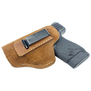 Relentless Tactical Holsters The Ultimate Suede Leather IWB Holster - S&W Shield/Glock/XD - Lifetime Warranty - Made in USA Inside the Waistband - Left Handed / Brown