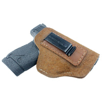 Load image into Gallery viewer, Relentless Tactical Holsters The Ultimate Suede Leather IWB Holster - S&amp;W Shield/Glock/XD - Lifetime Warranty - Made in USA Inside the Waistband - Right Handed / Brown
