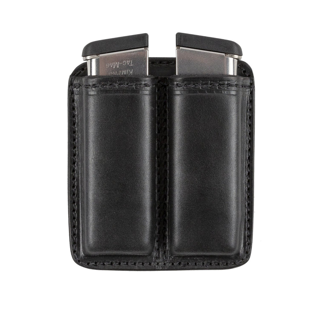 Leather 2 Magazine Holder | Made In USA | Lifetime Warranty | Fits virtually any 9mm, .40, .45 or .380 Pistol Mag | Single or Double Stack | IWB or OWB Tactical Accessories Single Stack / Black