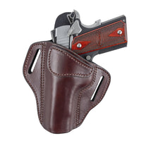 Load image into Gallery viewer, Relentless Tactical Ultimate Leather Holster 2 Slot OWB | Made in USA | Lifetime Warranty | Fits Most 1911 Style Handguns | Kimber - Colt - S &amp; W - Sig Sauer - Remington - Ruger - Springfield &amp; More Holsters Left Handed / Brown

