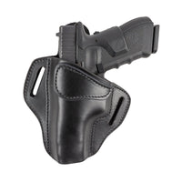Load image into Gallery viewer, Relentless Tactical Ultimate Leather Holster 2 Slot OWB | Made in USA | Lifetime Warranty | For GLOCK 17 19 22 26 32 33 / S&amp;W M&amp;P Shield / Springfield XD &amp; XDS / Plus All Similar Sized Handguns Holsters Left Handed / Black
