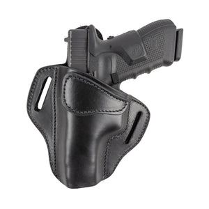 Relentless Tactical Ultimate Leather Holster 2 Slot OWB | Made in USA | Lifetime Warranty | For GLOCK 17 19 22 26 32 33 / S&W M&P Shield / Springfield XD & XDS / Plus All Similar Sized Handguns Holsters Left Handed / Black