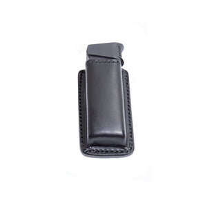 Relentless Tactical Tactical Accessories Leather Magazine Pouch with Spring Steel Belt Clip Double Stack / Black