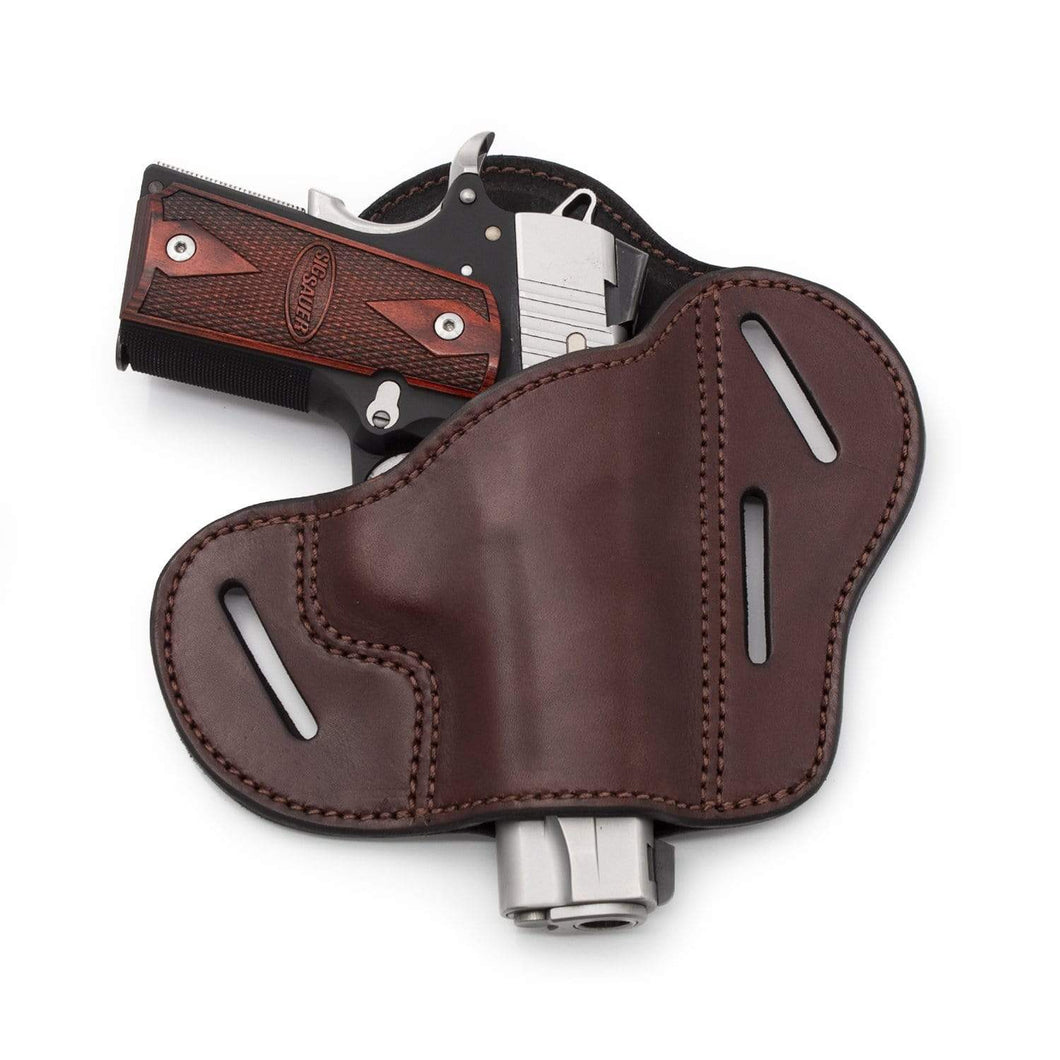 The Ultimate Leather Gun Holster | 3 Slot Pancake Style Belt Holster | Handmade in the USA! | Fits all 1911 Style Handguns