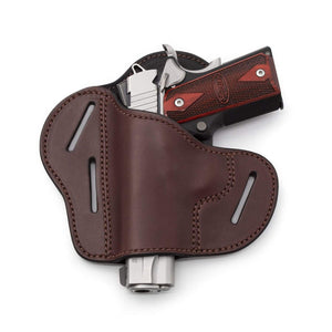 The Ultimate Leather Gun Holster | 3 Slot Pancake Style Belt Holster | Handmade in the USA! | Fits all 1911 Style Handguns