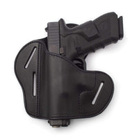 Load image into Gallery viewer, Clearance!!! The Ultimate Leather Gun Holster | 3 Slot Pancake Style Belt Holster | Handmade in the USA! | Fits S&amp;W Shield/Glock/XD
