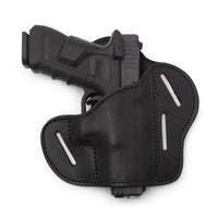 Load image into Gallery viewer, Clearance!!! The Ultimate Leather Gun Holster | 3 Slot Pancake Style Belt Holster | Handmade in the USA! | Fits S&amp;W Shield/Glock/XD
