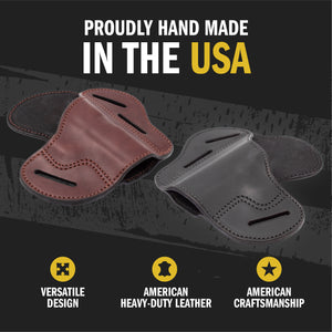 The Ultimate Leather Gun Holster | 3 Slot Pancake Style Belt Holster | Handmade in the USA! | Fits all 1911 Style Handguns