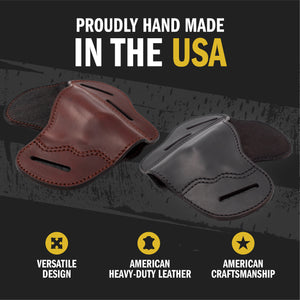The Ultimate Leather Gun Holster | 3 Slot Pancake Style Belt Holster | Handmade in the USA! | J-Frame & 38 special - Lifetime Warranty